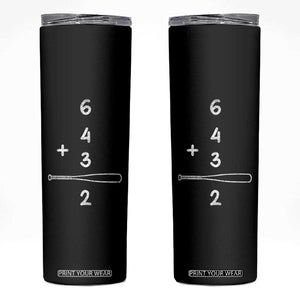Double Play Skinny Tumbler 6 4 3 2 Vintage Baseball Bat Softball Player TS10 Black Print Your Wear