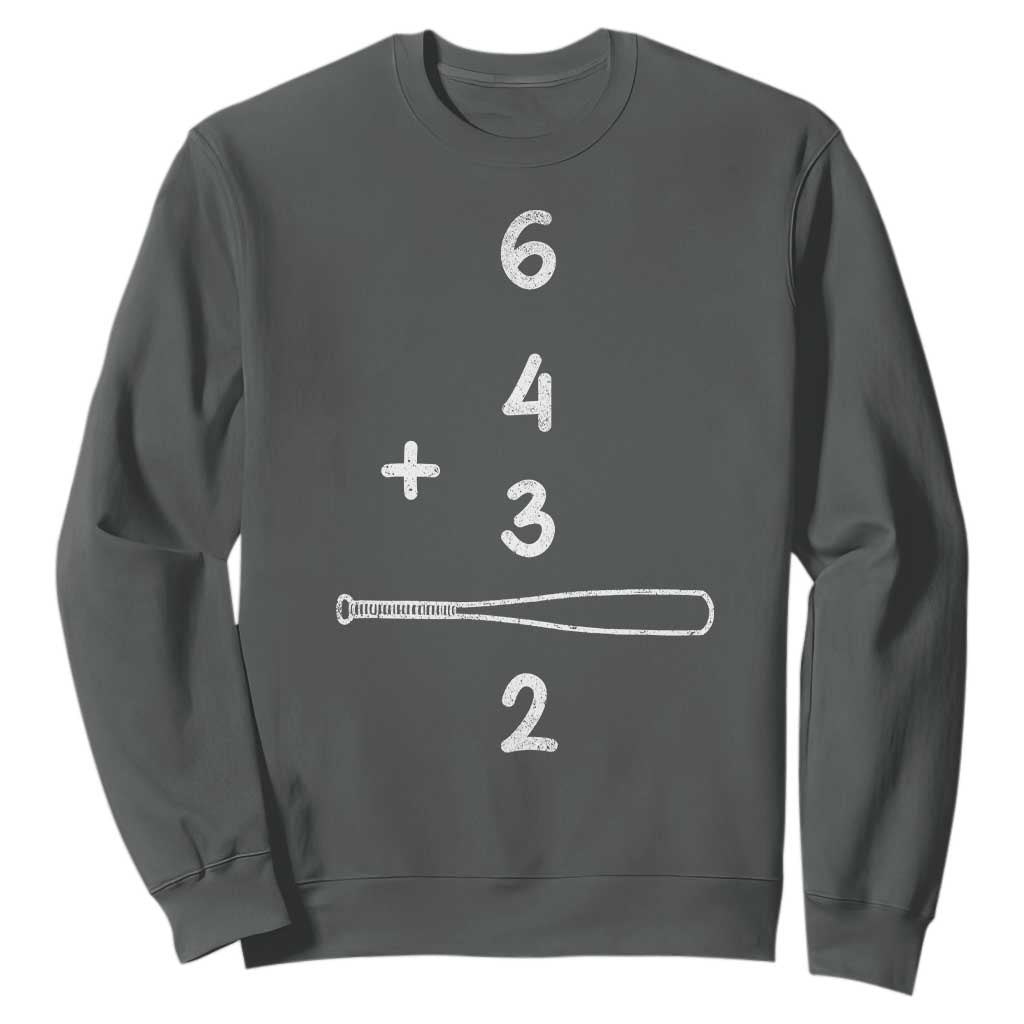 Double Play Sweatshirt 6 4 3 2 Vintage Baseball Bat Softball Player TS10 Dark Heather Print Your Wear