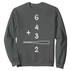 Double Play Sweatshirt 6 4 3 2 Vintage Baseball Bat Softball Player TS10 Dark Heather Print Your Wear