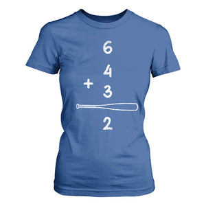 Double Play T Shirt For Women 6 4 3 2 Vintage Baseball Bat Softball Player TS10 Royal Blue Print Your Wear