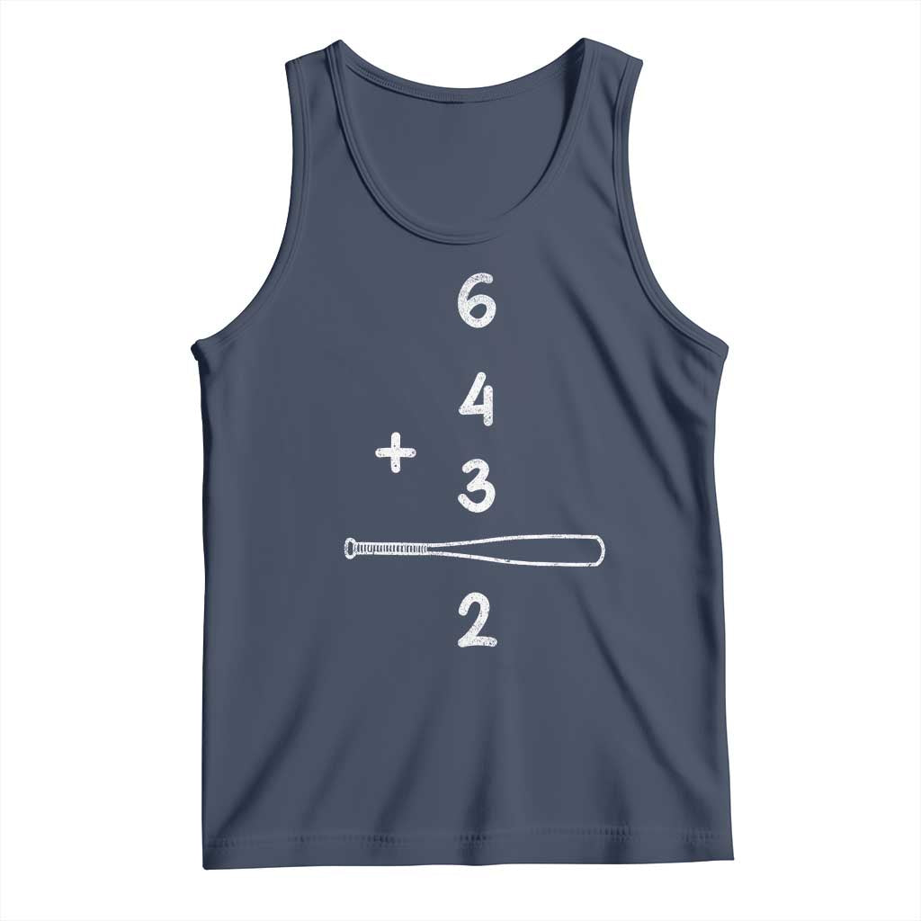 Double Play Tank Top 6 4 3 2 Vintage Baseball Bat Softball Player TS10 Navy Print Your Wear