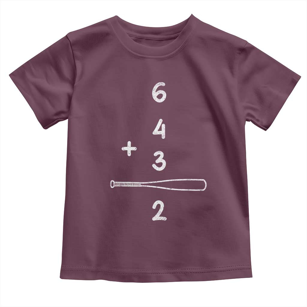 Double Play Toddler T Shirt 6 4 3 2 Vintage Baseball Bat Softball Player TS10 Maroon Print Your Wear