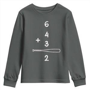 Double Play Youth Sweatshirt 6 4 3 2 Vintage Baseball Bat Softball Player TS10 Dark Heather Print Your Wear