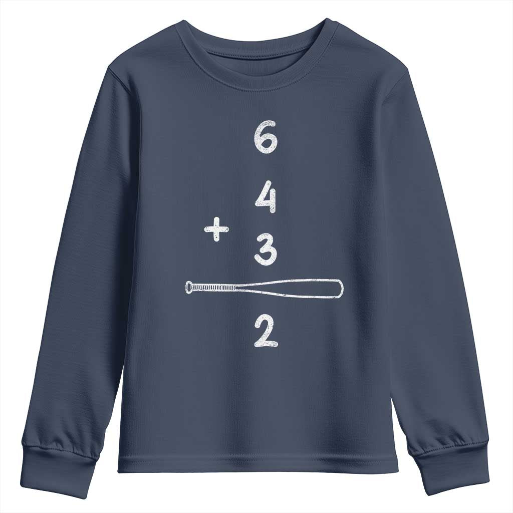 Double Play Youth Sweatshirt 6 4 3 2 Vintage Baseball Bat Softball Player TS10 Navy Print Your Wear