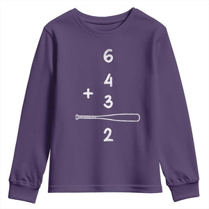 Double Play Youth Sweatshirt 6 4 3 2 Vintage Baseball Bat Softball Player TS10 Purple Print Your Wear