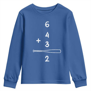 Double Play Youth Sweatshirt 6 4 3 2 Vintage Baseball Bat Softball Player TS10 Royal Blue Print Your Wear