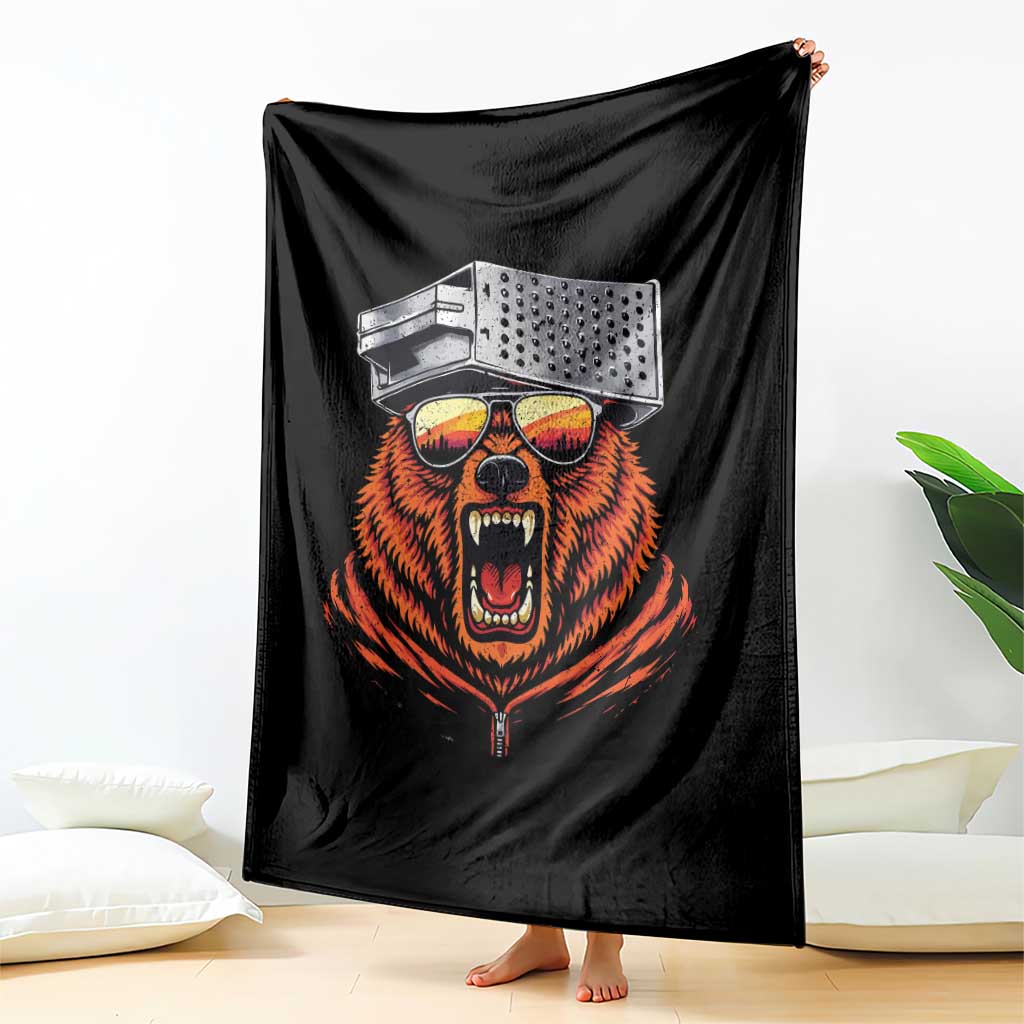 Bear With Cheese Grater Hat Throw Blanket Retro Foolball Fans TS10 Print Your Wear
