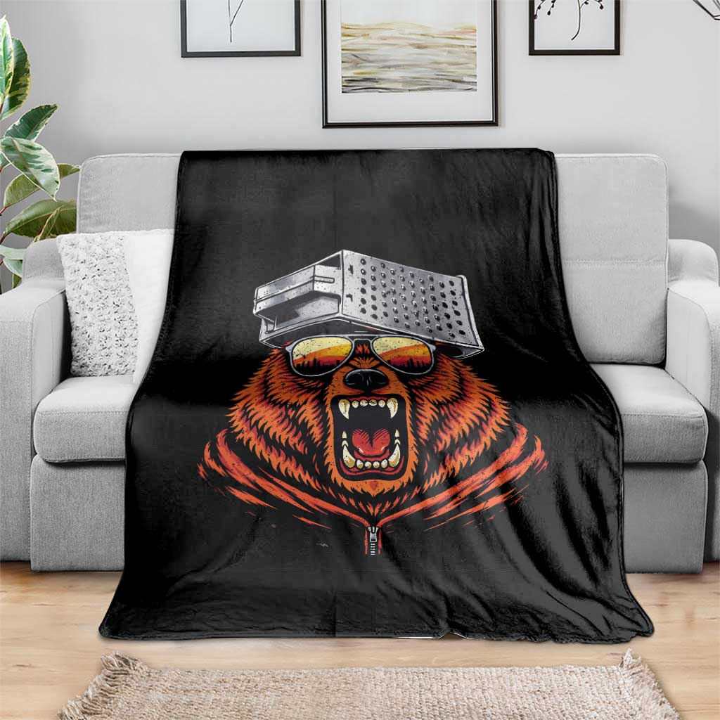 Bear With Cheese Grater Hat Throw Blanket Retro Foolball Fans TS10 Print Your Wear