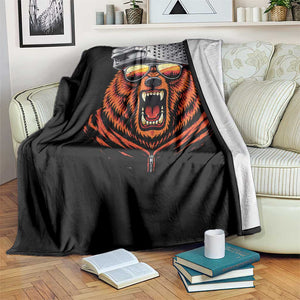 Bear With Cheese Grater Hat Throw Blanket Retro Foolball Fans TS10 Print Your Wear