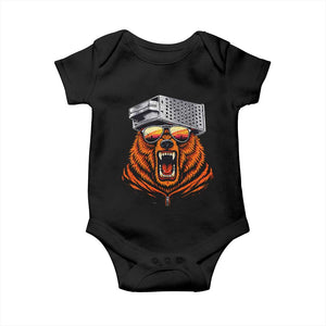 Bear With Cheese Grater Hat Baby Onesie Retro Foolball Fans TS10 Black Print Your Wear