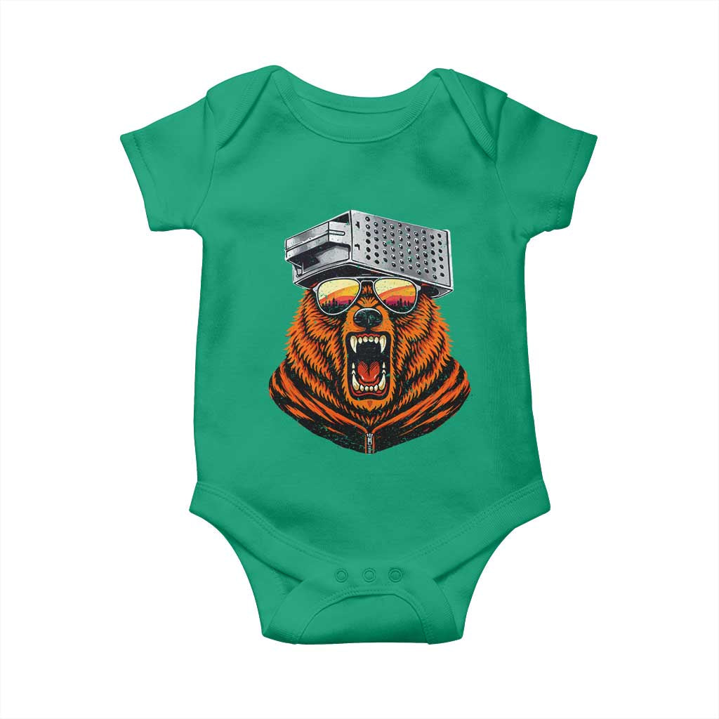 Bear With Cheese Grater Hat Baby Onesie Retro Foolball Fans TS10 Irish Green Print Your Wear
