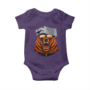 Bear With Cheese Grater Hat Baby Onesie Retro Foolball Fans TS10 Purple Print Your Wear