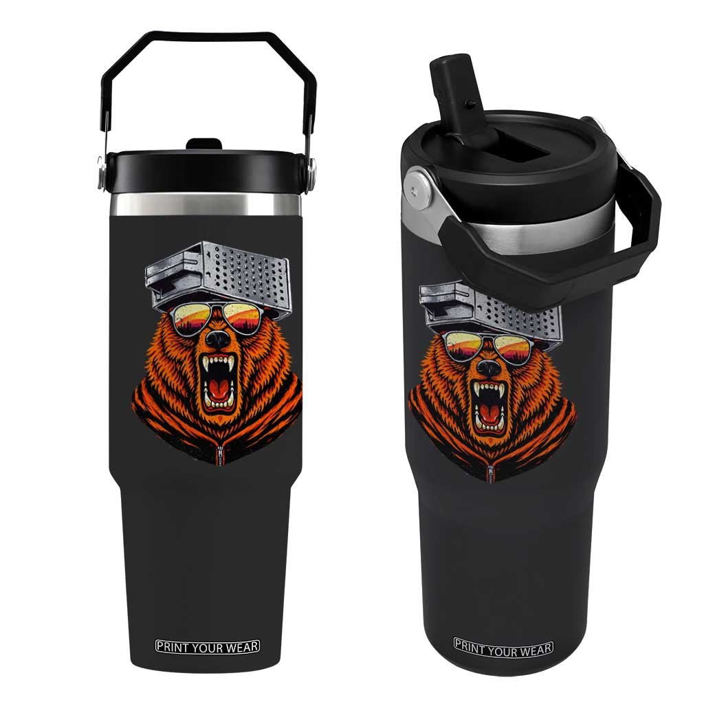 Bear With Cheese Grater Hat Flip Straw Tumbler Retro Foolball Fans TS10 One Size: 30 oz Black Print Your Wear