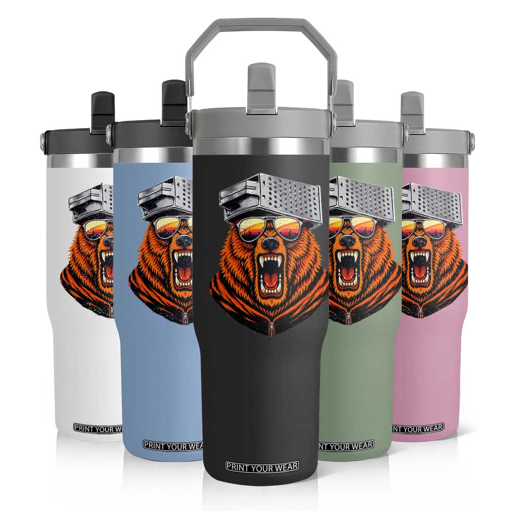 Bear With Cheese Grater Hat Flip Straw Tumbler Retro Foolball Fans TS10 Print Your Wear
