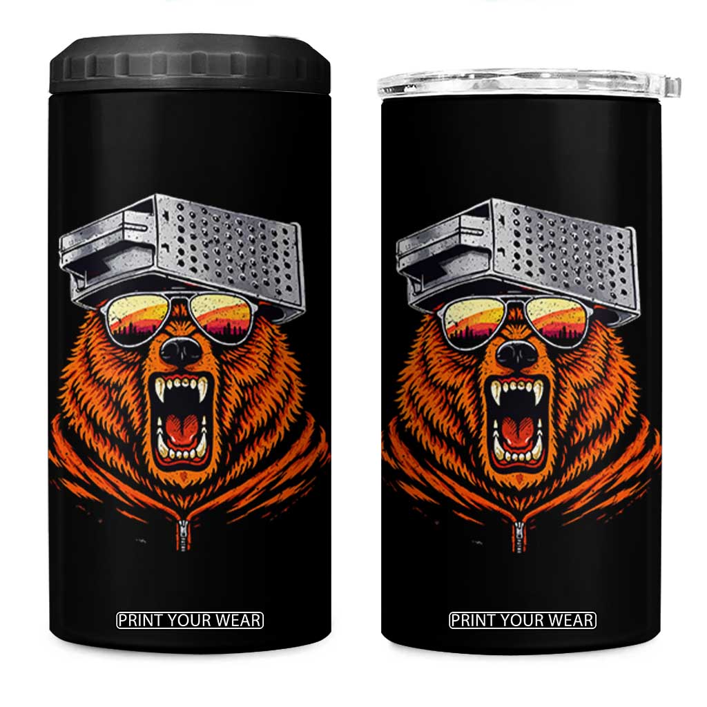 Bear With Cheese Grater Hat 4 in 1 Can Cooler Tumbler Retro Foolball Fans TS10 One Size: 16 oz Black Print Your Wear