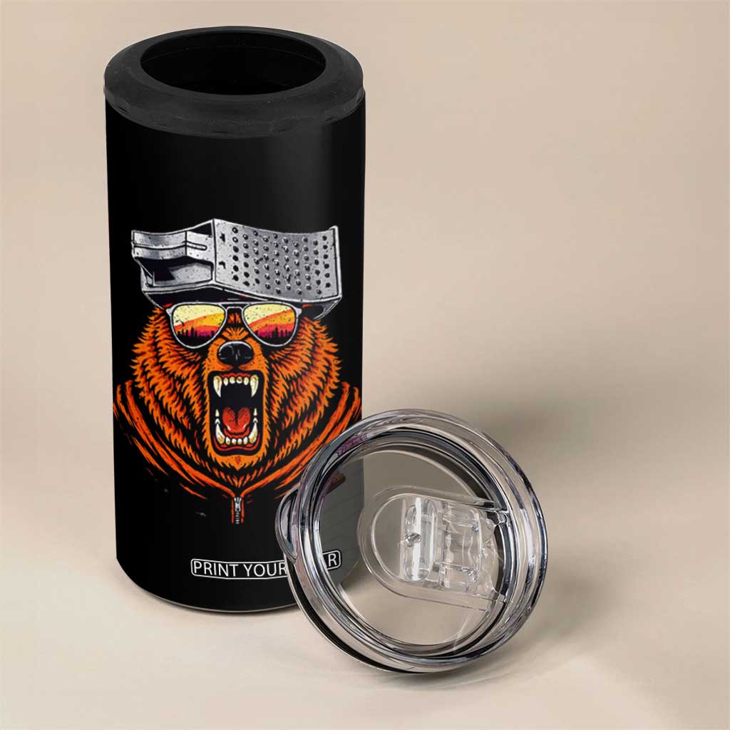 Bear With Cheese Grater Hat 4 in 1 Can Cooler Tumbler Retro Foolball Fans TS10 Print Your Wear