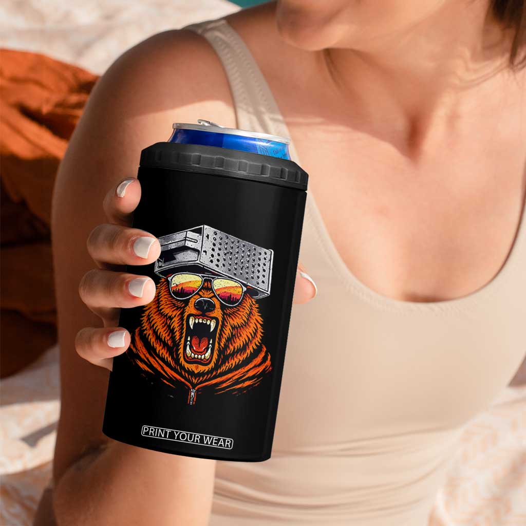 Bear With Cheese Grater Hat 4 in 1 Can Cooler Tumbler Retro Foolball Fans TS10 Print Your Wear