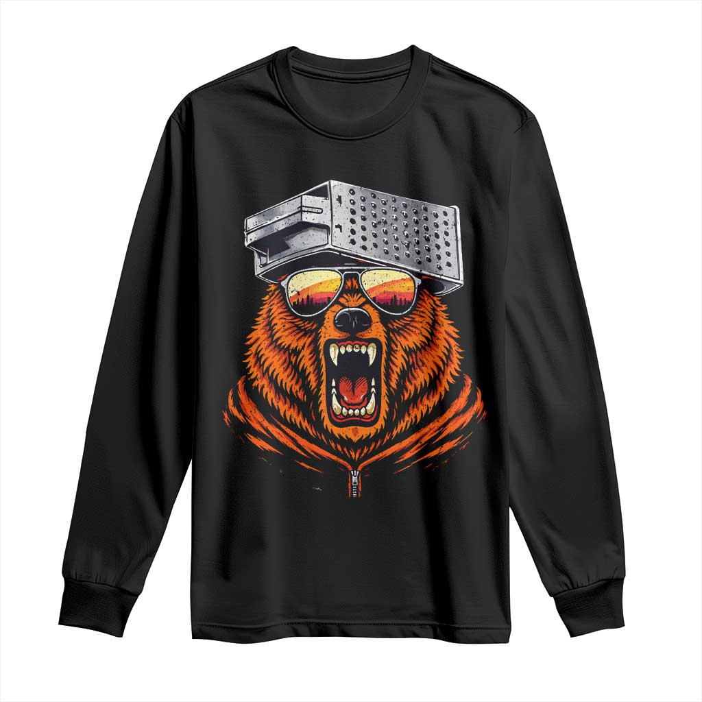 Bear With Cheese Grater Hat Long Sleeve Shirt Retro Foolball Fans TS10 Black Print Your Wear