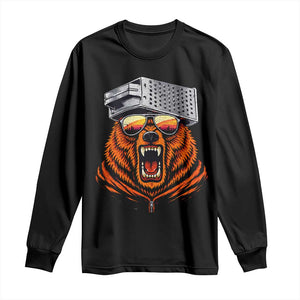 Bear With Cheese Grater Hat Long Sleeve Shirt Retro Foolball Fans TS10 Black Print Your Wear