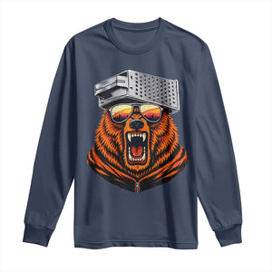 Bear With Cheese Grater Hat Long Sleeve Shirt Retro Foolball Fans TS10 Navy Print Your Wear