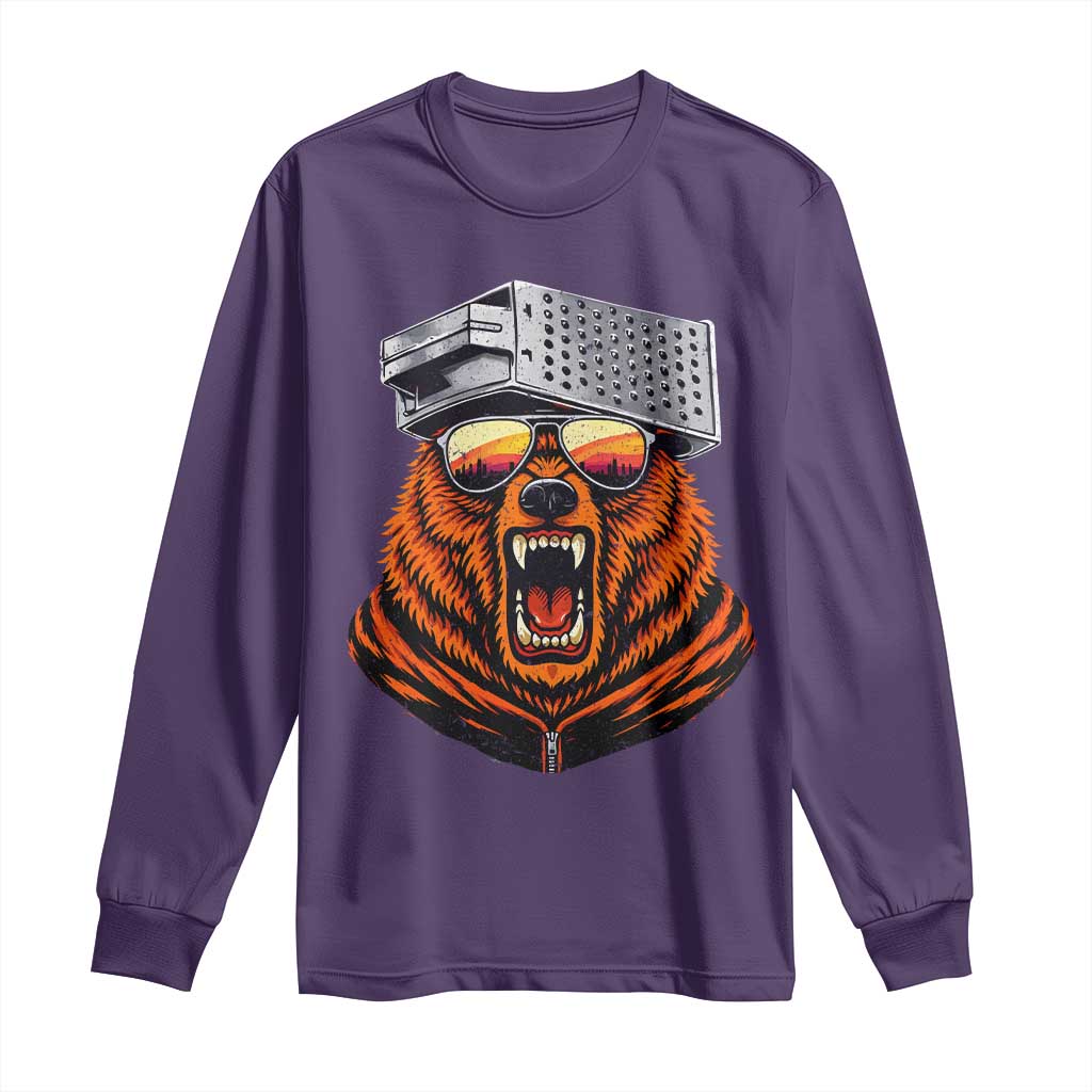 Bear With Cheese Grater Hat Long Sleeve Shirt Retro Foolball Fans TS10 Purple Print Your Wear