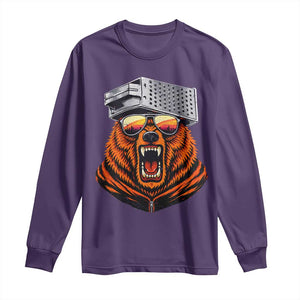 Bear With Cheese Grater Hat Long Sleeve Shirt Retro Foolball Fans TS10 Purple Print Your Wear