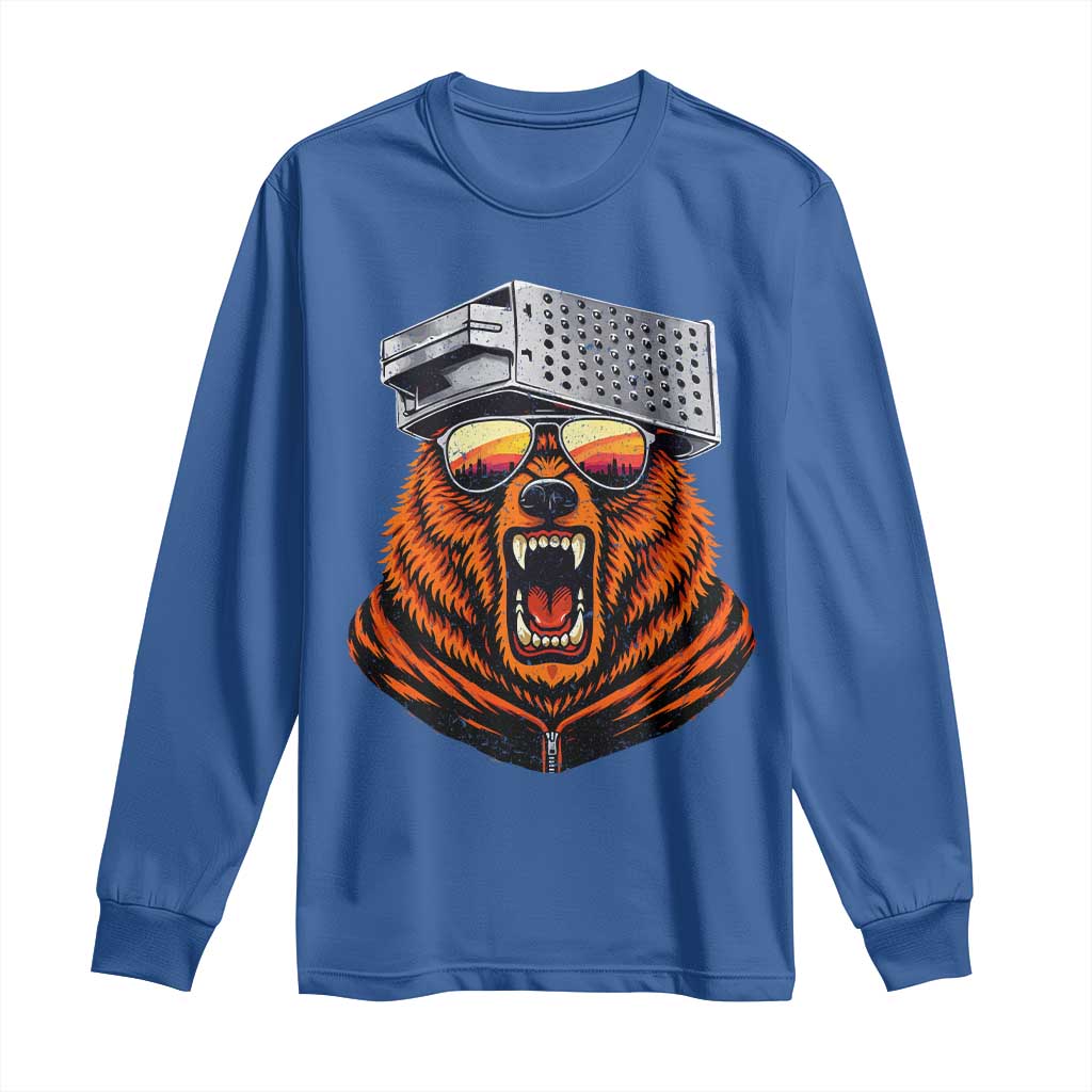 Bear With Cheese Grater Hat Long Sleeve Shirt Retro Foolball Fans TS10 Royal Blue Print Your Wear