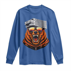 Bear With Cheese Grater Hat Long Sleeve Shirt Retro Foolball Fans TS10 Royal Blue Print Your Wear