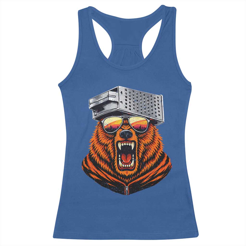 Bear With Cheese Grater Hat Racerback Tank Top Retro Foolball Fans TS10 Royal Blue Print Your Wear