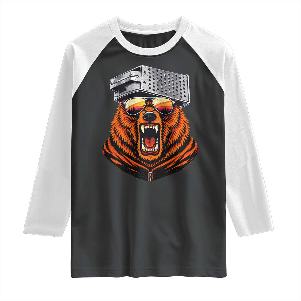 Bear With Cheese Grater Hat Raglan Shirt Retro Foolball Fans TS10 Black White Print Your Wear