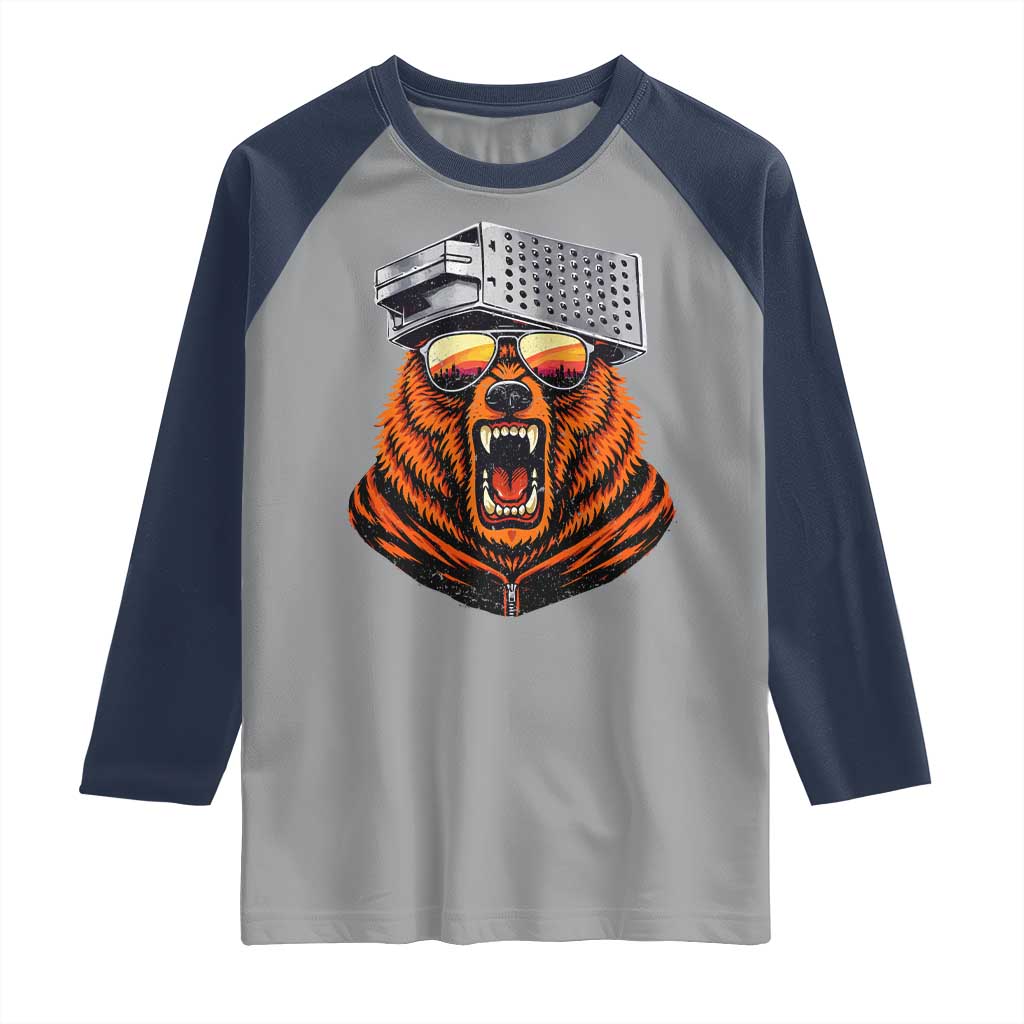 Bear With Cheese Grater Hat Raglan Shirt Retro Foolball Fans TS10 Sport Gray Navy Print Your Wear