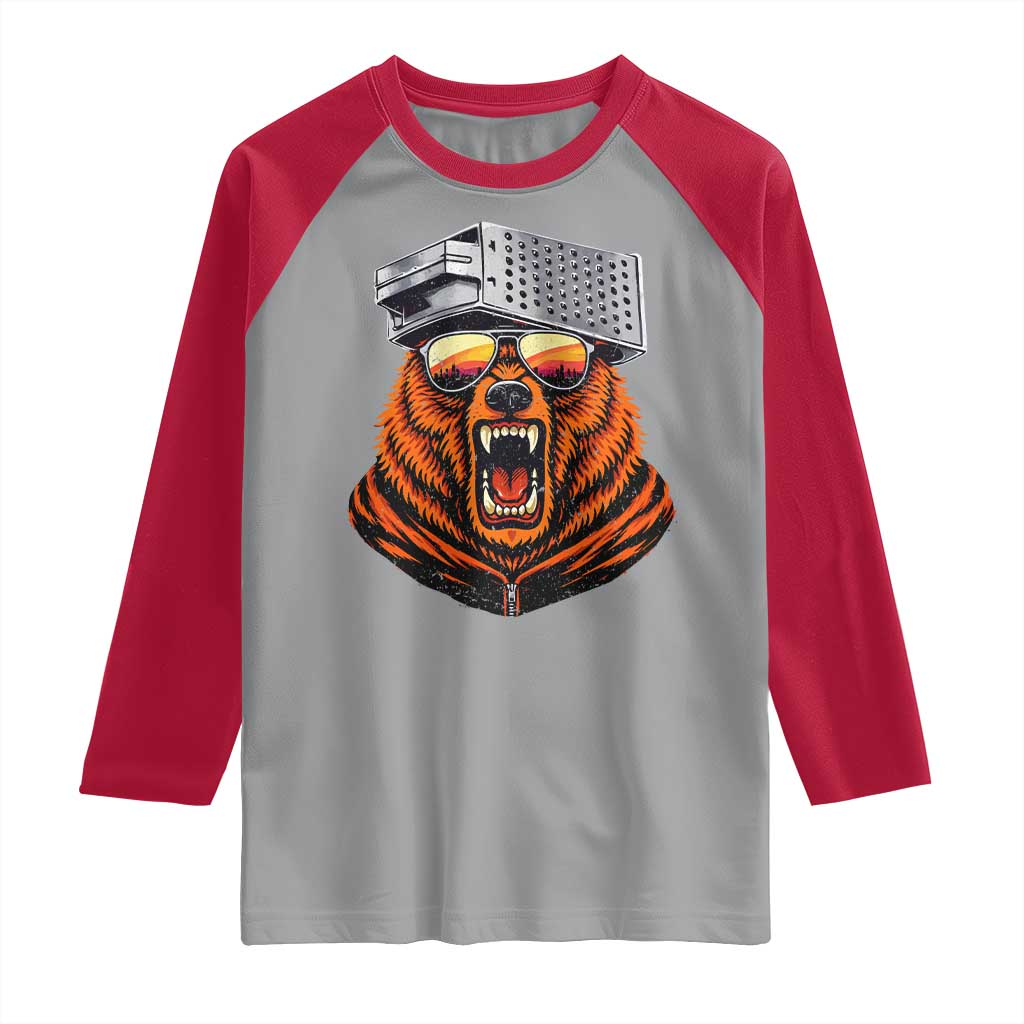 Bear With Cheese Grater Hat Raglan Shirt Retro Foolball Fans TS10 Sport Gray Red Print Your Wear