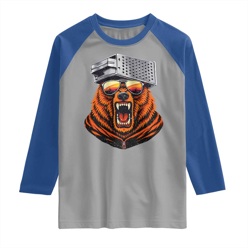 Bear With Cheese Grater Hat Raglan Shirt Retro Foolball Fans TS10 Sport Gray Royal Print Your Wear