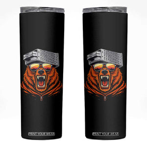 Bear With Cheese Grater Hat Skinny Tumbler Retro Foolball Fans TS10 Black Print Your Wear