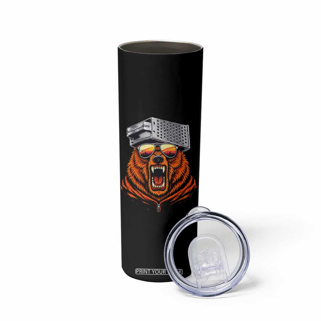 Bear With Cheese Grater Hat Skinny Tumbler Retro Foolball Fans TS10 Print Your Wear