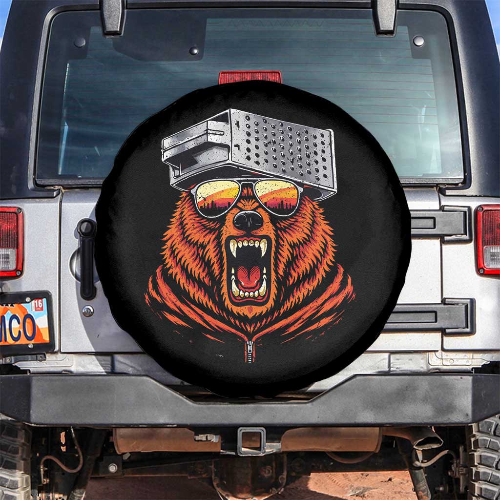 Bear With Cheese Grater Hat Spare Tire Cover Retro Foolball Fans TS10 No hole Black Print Your Wear