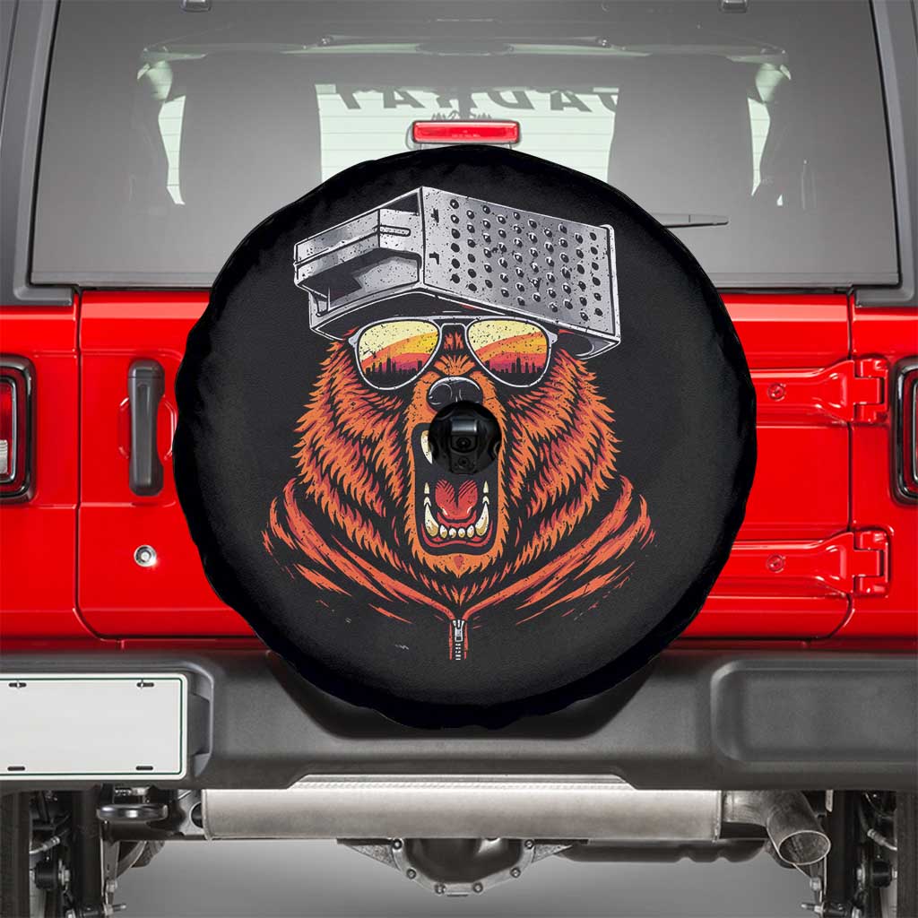 Bear With Cheese Grater Hat Spare Tire Cover Retro Foolball Fans TS10 Black Print Your Wear