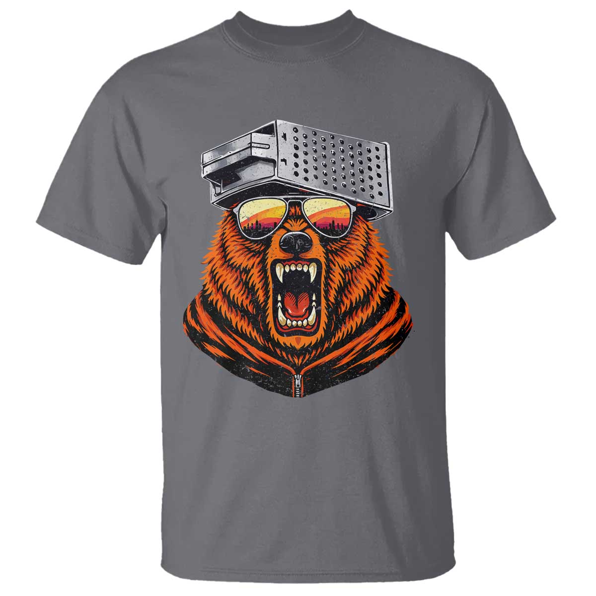 Bear With Cheese Grater Hat T Shirt Retro Foolball Fans TS10 Charcoal Print Your Wear