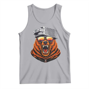 Bear With Cheese Grater Hat Tank Top Retro Foolball Fans TS10 Athletic Heather Print Your Wear