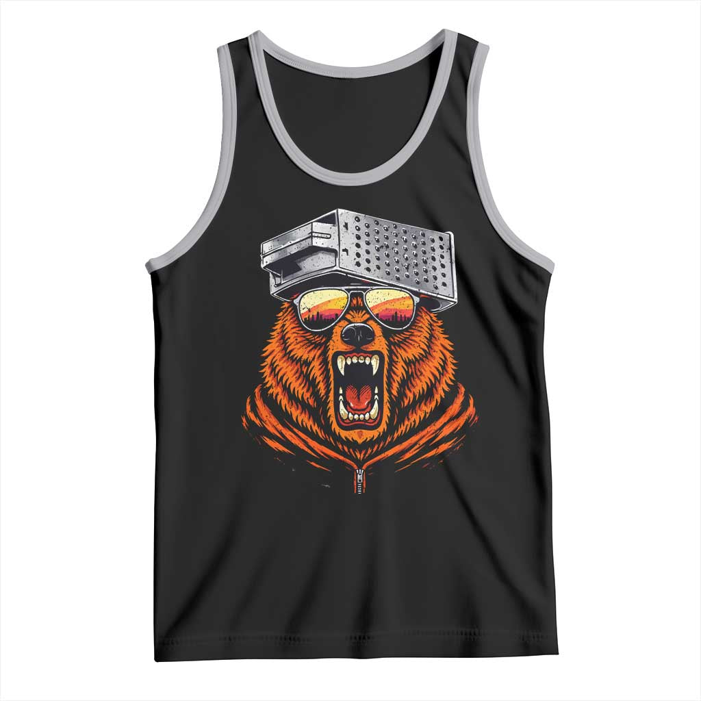 Bear With Cheese Grater Hat Tank Top Retro Foolball Fans TS10 Black Athletic Heather Print Your Wear