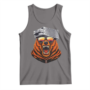 Bear With Cheese Grater Hat Tank Top Retro Foolball Fans TS10 Deep Heather Print Your Wear