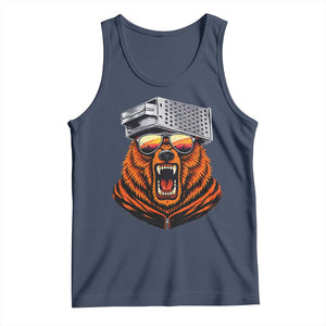 Bear With Cheese Grater Hat Tank Top Retro Foolball Fans TS10 Navy Print Your Wear