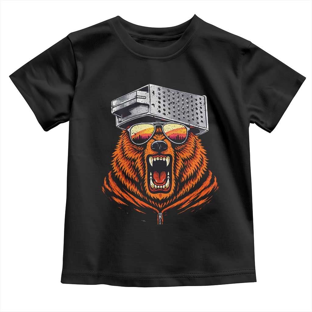 Bear With Cheese Grater Hat Toddler T Shirt Retro Foolball Fans TS10 Black Print Your Wear