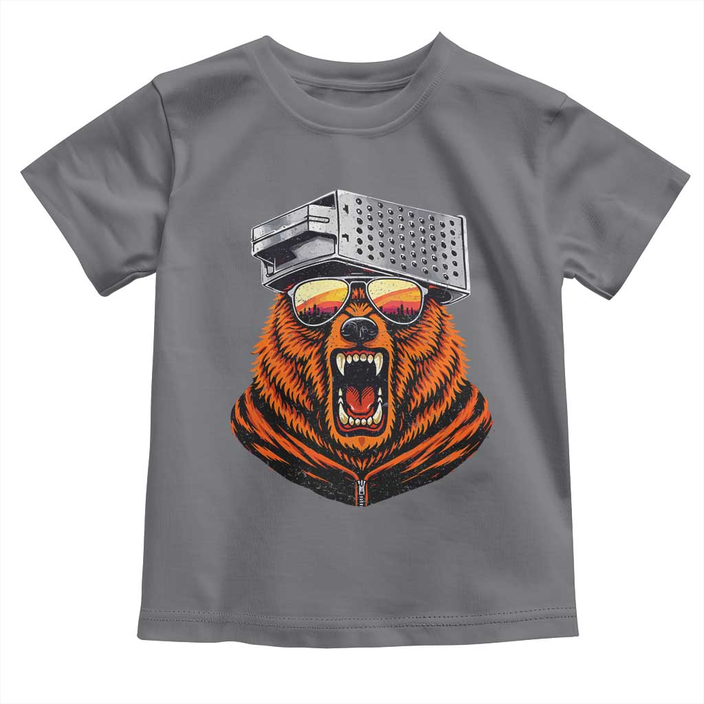 Bear With Cheese Grater Hat Toddler T Shirt Retro Foolball Fans TS10 Charcoal Print Your Wear