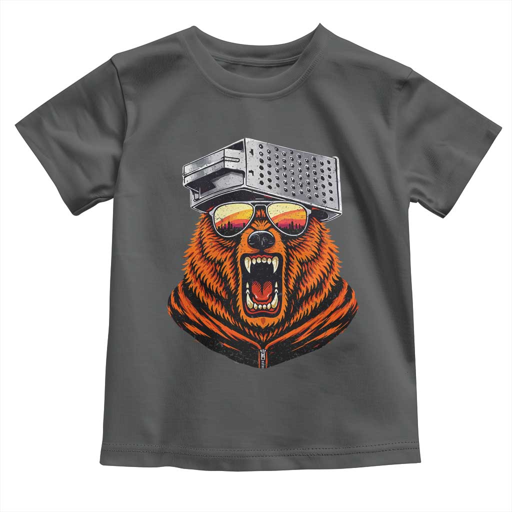 Bear With Cheese Grater Hat Toddler T Shirt Retro Foolball Fans TS10 Dark Heather Print Your Wear