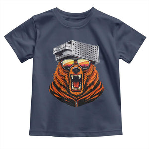 Bear With Cheese Grater Hat Toddler T Shirt Retro Foolball Fans TS10 Navy Print Your Wear