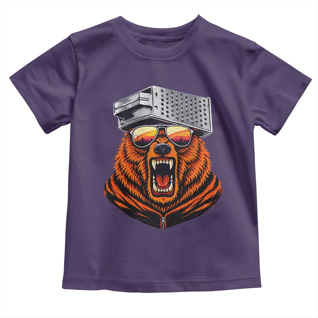 Bear With Cheese Grater Hat Toddler T Shirt Retro Foolball Fans TS10 Purple Print Your Wear