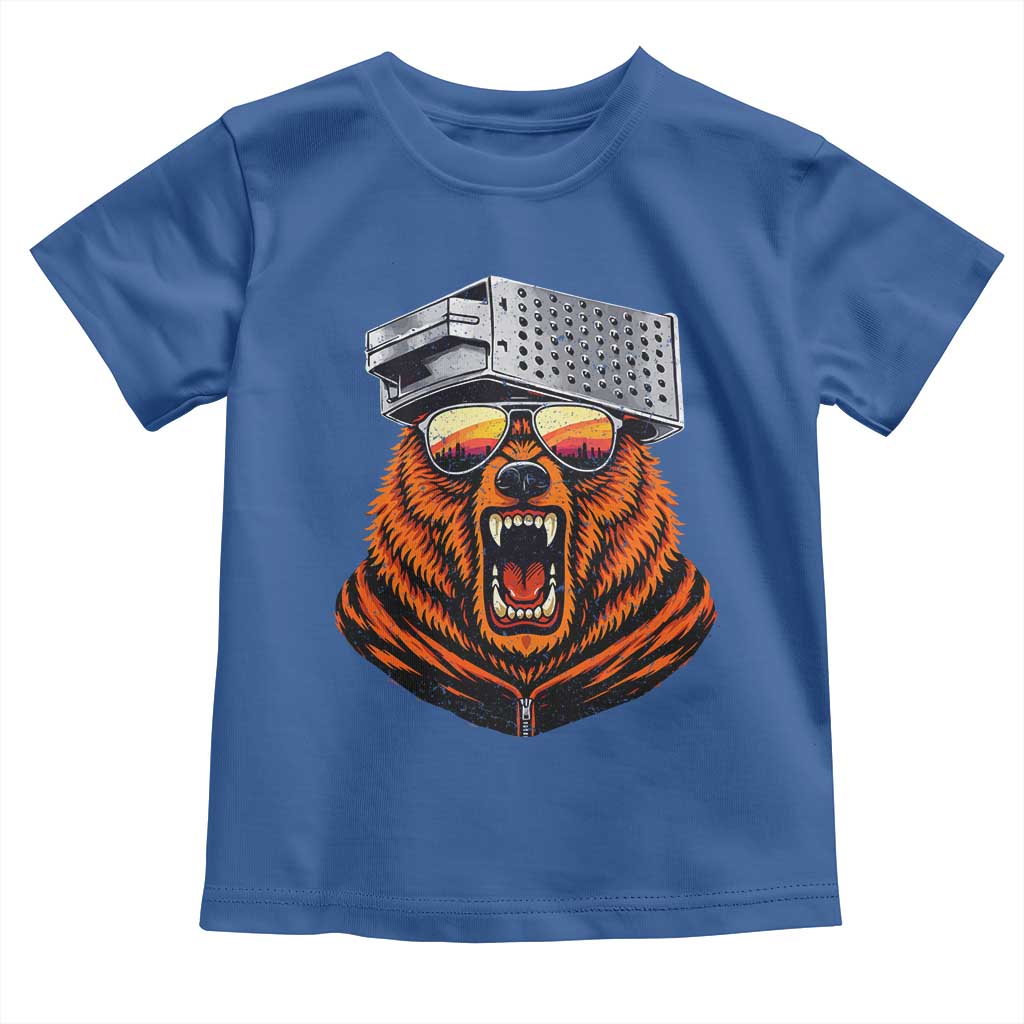 Bear With Cheese Grater Hat Toddler T Shirt Retro Foolball Fans TS10 Royal Blue Print Your Wear