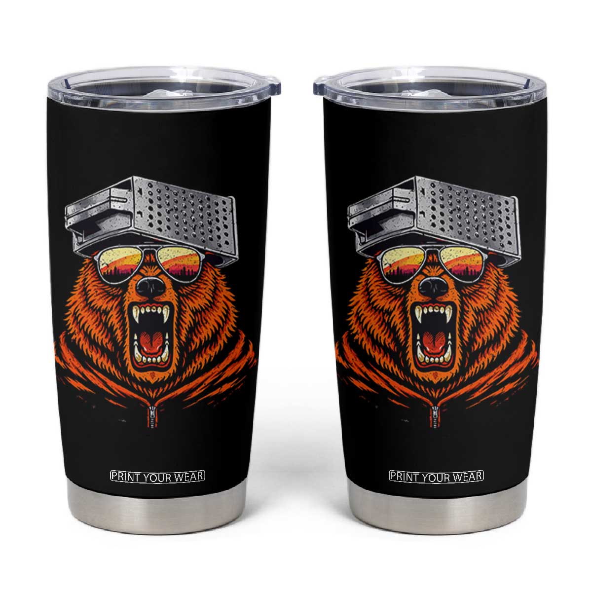 Bear With Cheese Grater Hat Tumbler Cup Retro Foolball Fans TS10 Black Print Your Wear