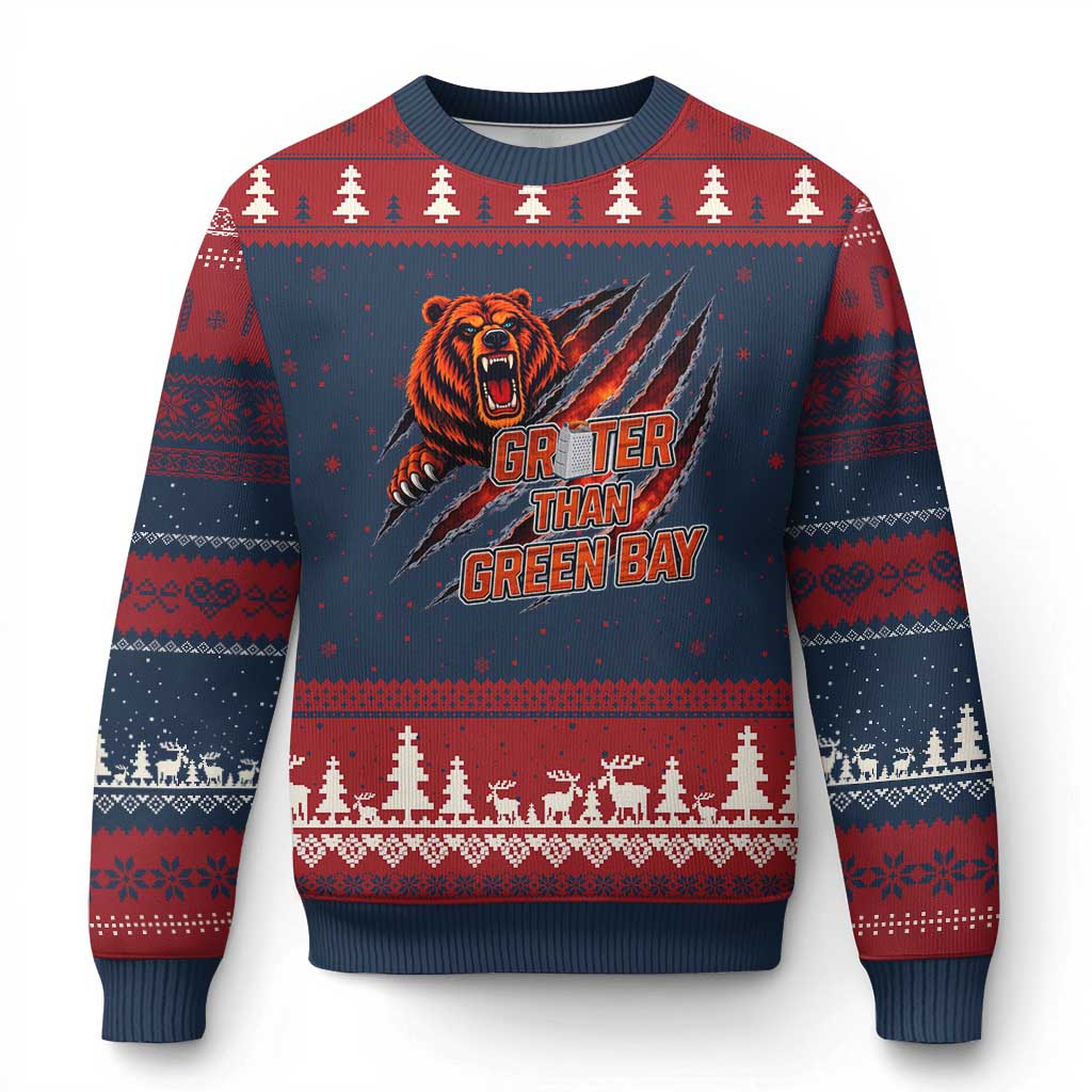 Grater Than GB Ugly Christmas Sweater Grate Cheese Foolball Fans TS10 Navy Red Print Your Wear